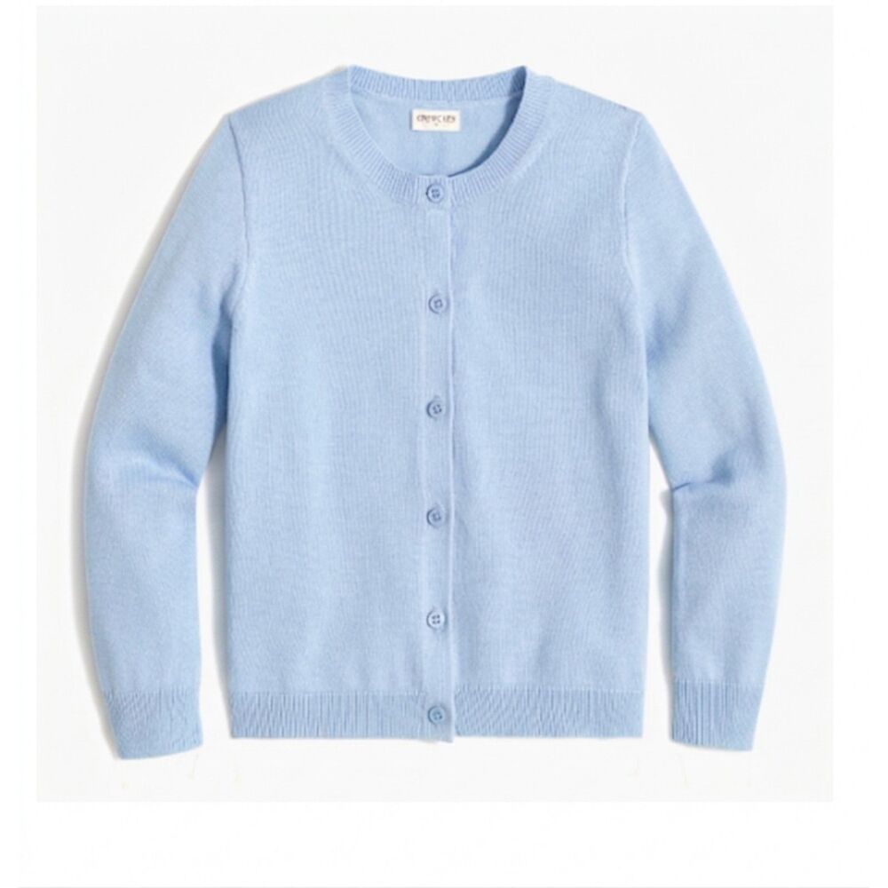 J.Crew Crewcuts Girls Casey Cardigan Sweater Baby Blue Knit Top Classic Sz 12